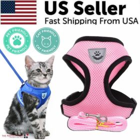 Cat Dog Pet Harness Adjustable Control Vest Dogs Reflective S M L XL Leash (Option: Pink-L)