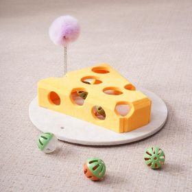 Cat Puzzle Toy With Ball And Spring-loaded Wand Felt Indoor Cat Toy Box Suction Cup Base Treat Puzzle Helps Cats Play Independently And Improves (Option: Yellow)