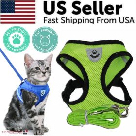 Cat Dog Pet Harness Adjustable Control Vest Dogs Reflective S M L XL Leash (Option: Green-M)
